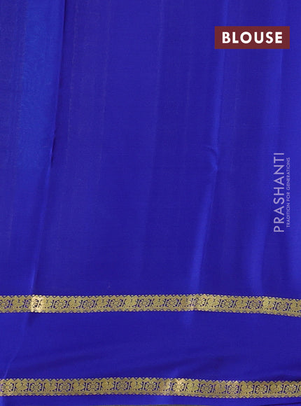 Pure mysore silk saree cs blue and blue with allover zari checked pattern and rettapet zari woven border