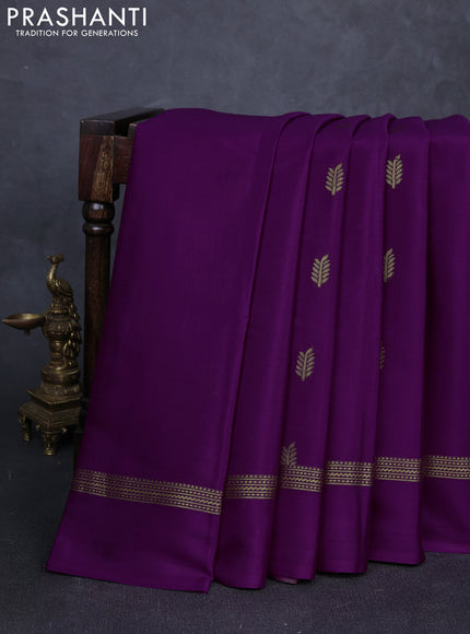 Pure mysore silk saree magenta pink with zari woven buttas and zari woven simple border