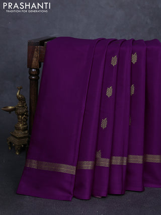 Pure mysore silk saree magenta pink with zari woven buttas and zari woven simple border