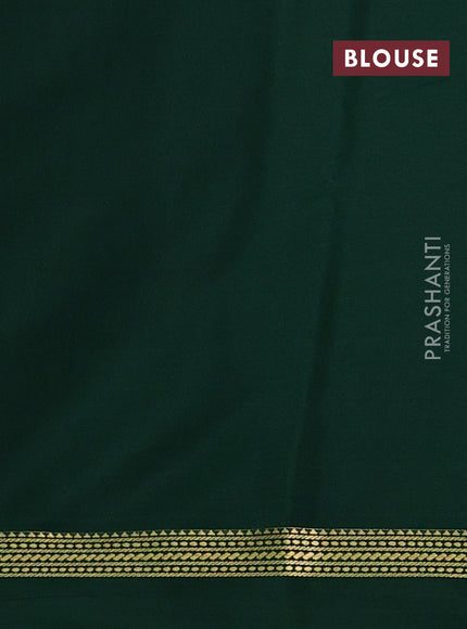 Pure mysore silk saree bottle green with zari woven buttas and zari woven simple border
