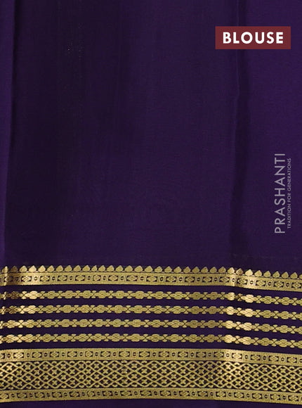 Pure mysore silk saree lavender and violet with plain body and zari woven border