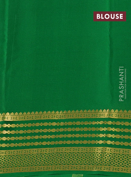 Pure mysore silk saree purple and green with plain body and zari woven border