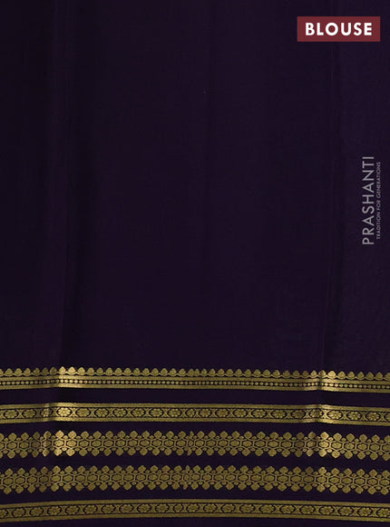 Pure mysore silk saree pastel green and violet with plain body and zari woven border