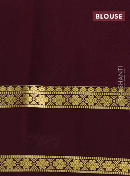Pure mysore silk saree pista green and wine shade with allover zari checked pattern and rettapet zari woven border