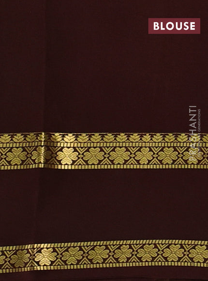 Pure mysore silk saree peach shade and coffee brown with allover zari checked pattern and rettapet zari woven border