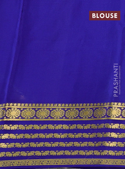 Pure mysore silk saree teal green and royal blue with plain body and zari woven border