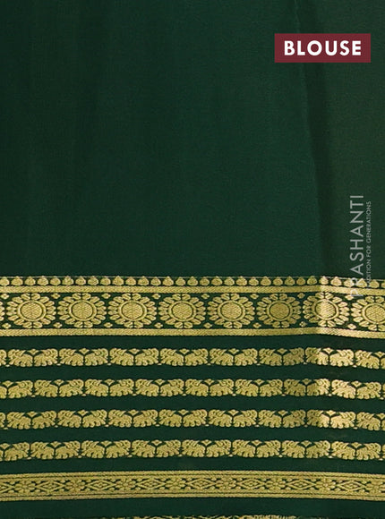 Pure mysore silk saree mustard yellow and green with plain body and zari woven border