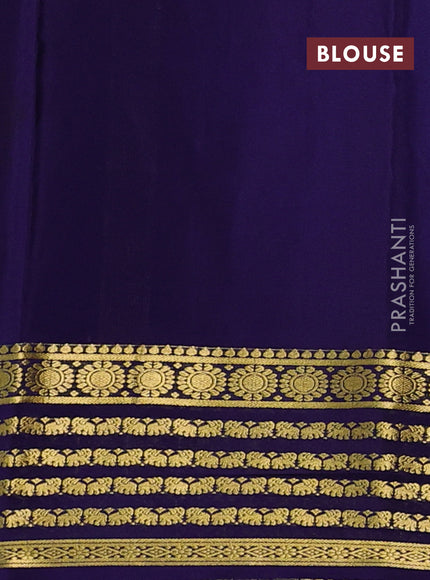 Pure mysore silk saree cs blue and violet with plain body and zari woven border