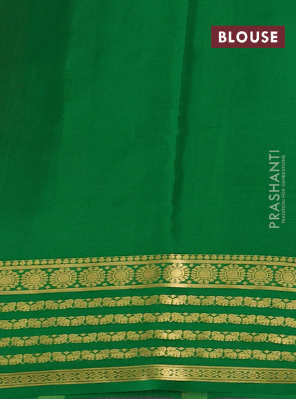 Pure mysore silk saree pink shade and green with plain body and zari woven border