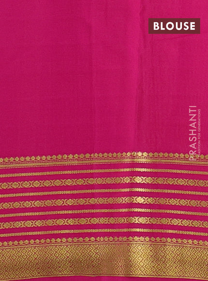 Pure mysore silk saree lime yellow and pink with plain body and zari woven border