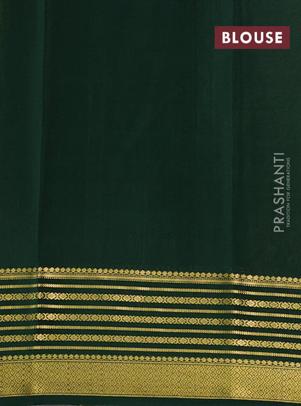 Pure mysore silk saree mustard yellow and green with plain body and zari woven border