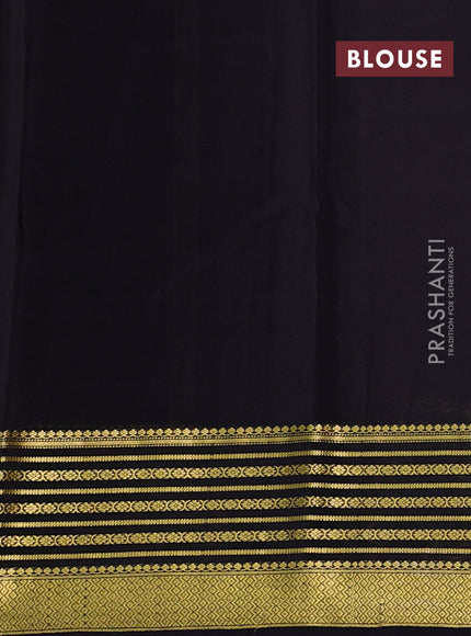 Pure mysore silk saree deep maroon and black with plain body and zari woven border
