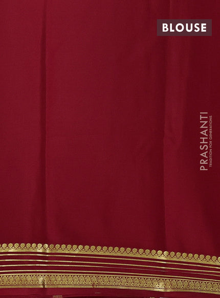 Pure mysore silk saree red with plain body and zari woven border