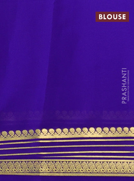 Pure mysore silk saree royal blue with plain body and zari woven border
