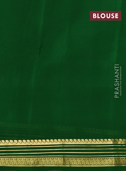 Pure mysore silk saree light green with plain body and zari woven border