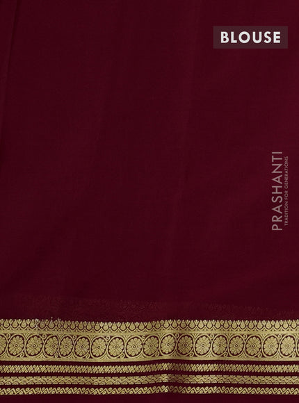 Pure mysore silk saree maroon with plain body and rettapet zari woven border
