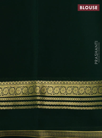 Pure mysore silk saree green with plain body and rettapet zari woven border