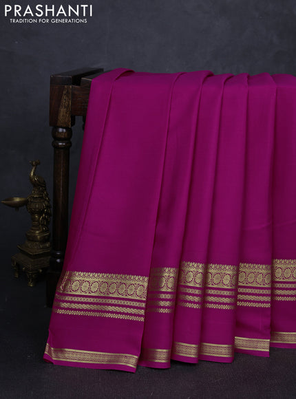 Pure mysore silk saree pink with plain body and rettapet zari woven border