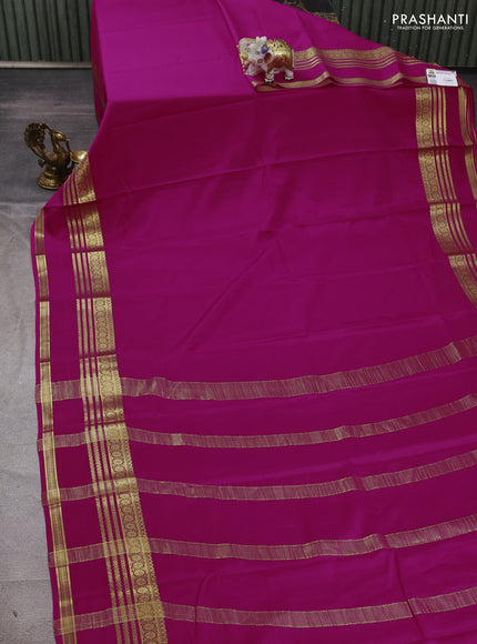 Pure mysore silk saree pink with plain body and rettapet zari woven border