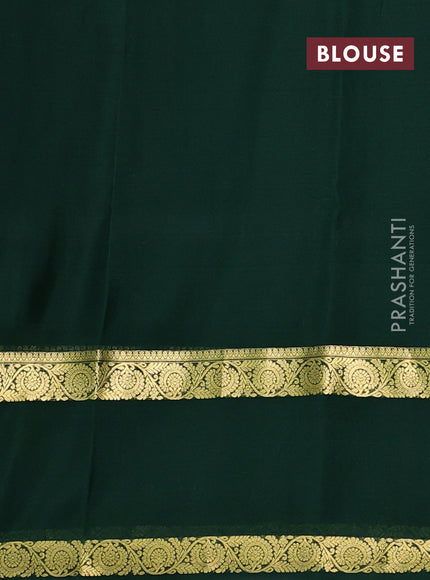 Pure mysore silk saree bottle green with plain body and rettapet zari woven border