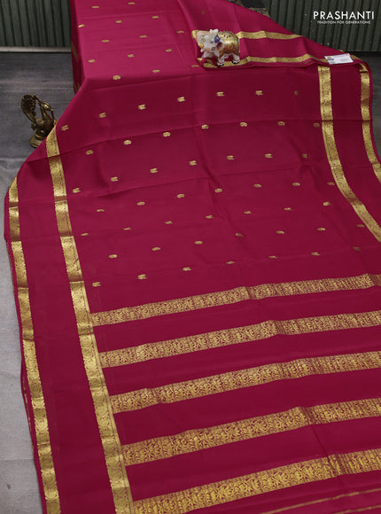 Pure mysore silk saree tomato pink with plain body and rettapet zari woven border