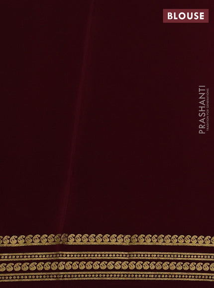 Pure mysore silk saree peach pink and wine shade with plain body and zari woven border