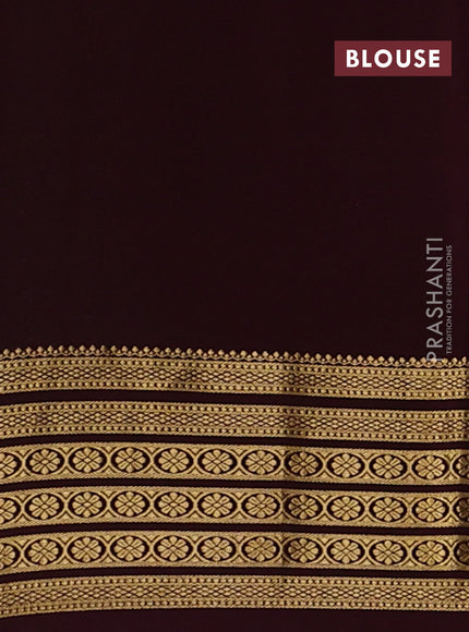 Pure mysore silk saree pista green and wine shade with allover zari checked pattern and zari woven border
