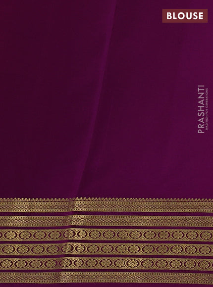Pure mysore silk saree peach pink and purple with allover zari checked pattern and zari woven border