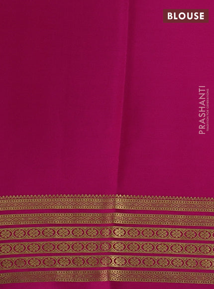 Pure mysore silk saree bottle green and pink with allover zari checked pattern and zari woven border