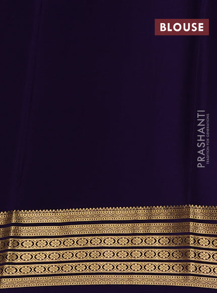 Pure mysore silk saree pink and navy blue with allover zari checked pattern and zari woven border