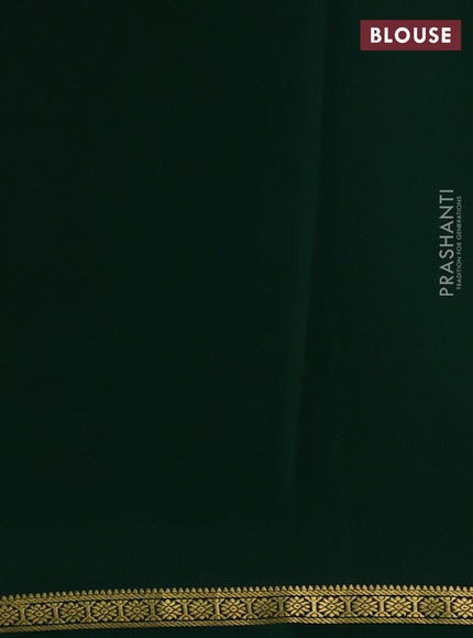 Pure mysore silk saree green with plain body and smlal zari woven border