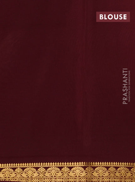 Pure mysore silk saree coffee brown with plain body and small zari woven border