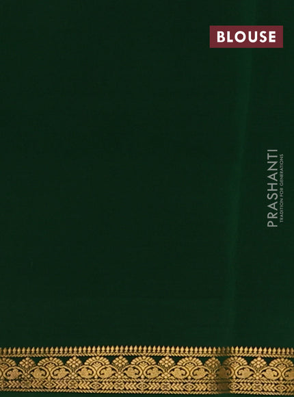 Pure mysore silk saree green with plain body and zari woven border
