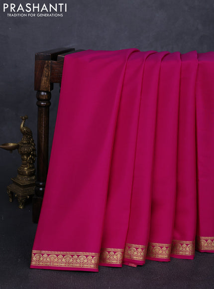 Pure mysore silk saree pink with plain body and zari woven border