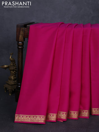 Pure mysore silk saree pink with plain body and zari woven border