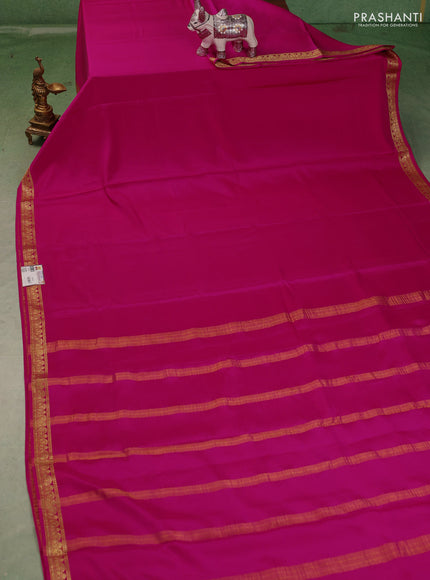 Pure mysore silk saree pink with plain body and zari woven border