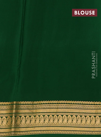 Pure mysore silk saree pista green and green with plain body and zari woven border