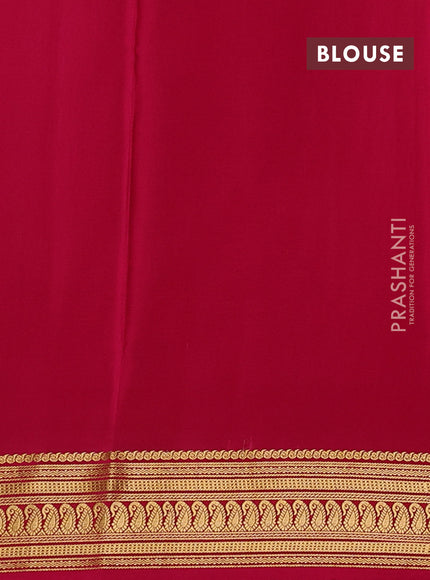 Pure mysore silk saree violet and pink with plain body and zari woven border