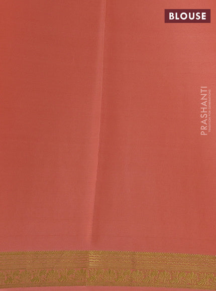 Pure mysore silk saree peach orange with allover zari woven buttas and zari woven border