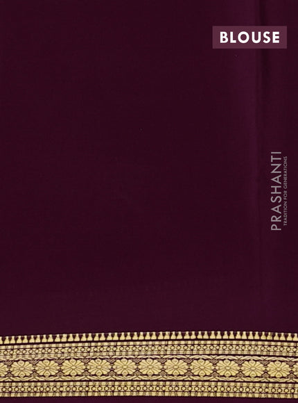 Pure mysore silk saree deep wine shade with plain body and zari woven border