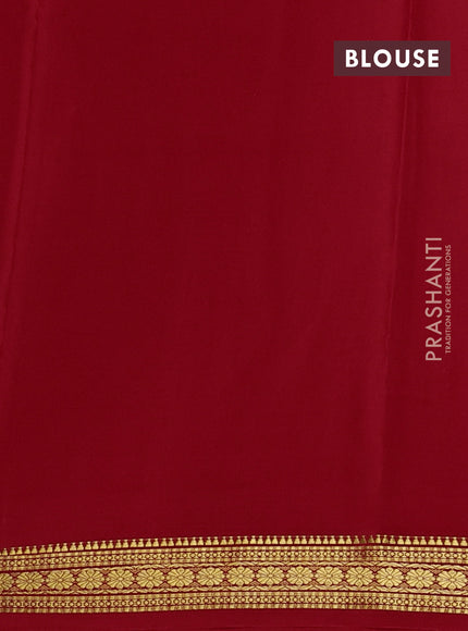 Pure mysore silk saree red with plain body and zari woven border