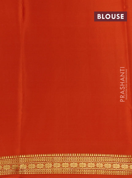 Pure mysore silk saree rust shade with plain body and zari woven border