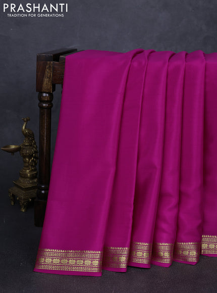 Pure mysore silk saree pink with plain body and zari woven border