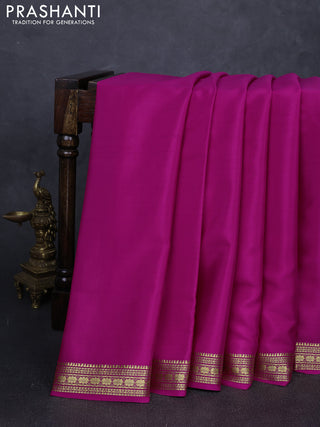 Pure mysore silk saree pink with plain body and zari woven border