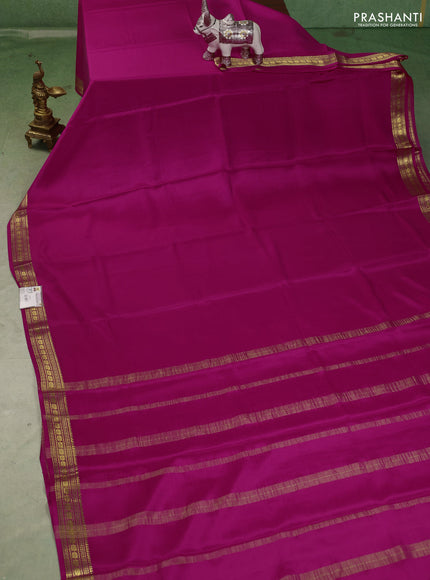 Pure mysore silk saree pink with plain body and zari woven border