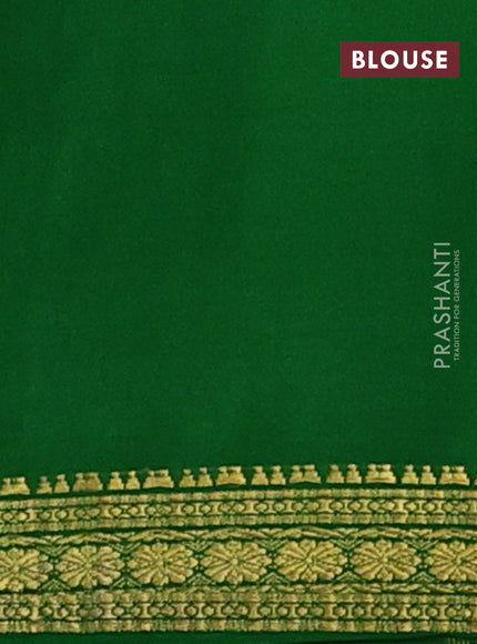 Pure mysore silk saree green with plain body and zari woven border