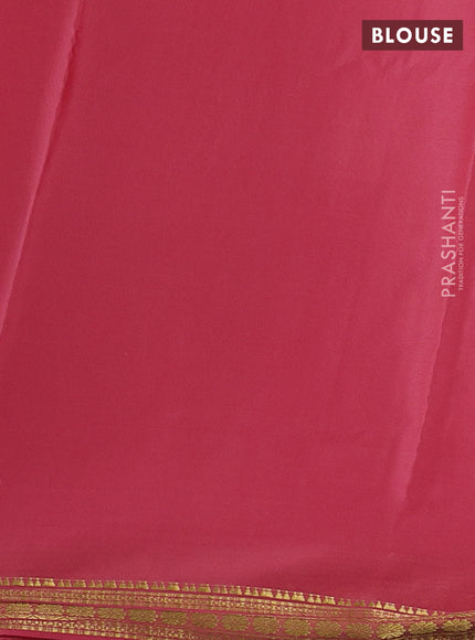 Pure mysore silk saree peach pink with plain body and zari woven border