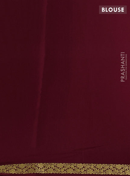 Pure mysore silk saree maroon with plain body and small zari woven border