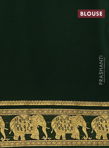 Pure mysore silk saree mauve pink and green with plain body and zari woven border