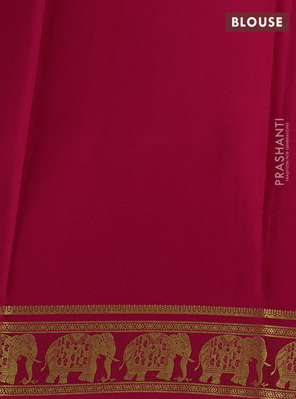 Pure mysore silk saree green and pink with plain body and zari woven border